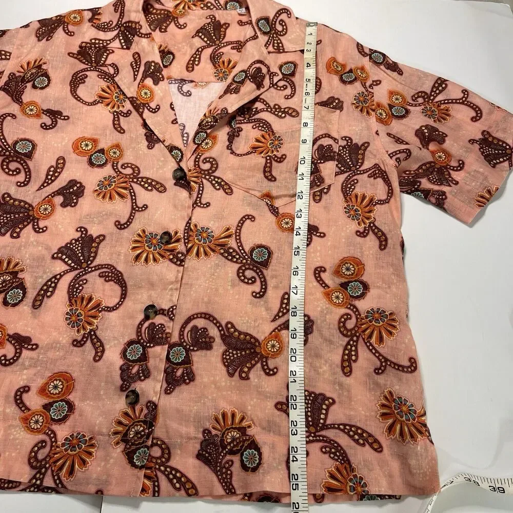 ALC Sullivan Linen Top Oversized Boxy Fit Women Size XS Button Front Lightweight
